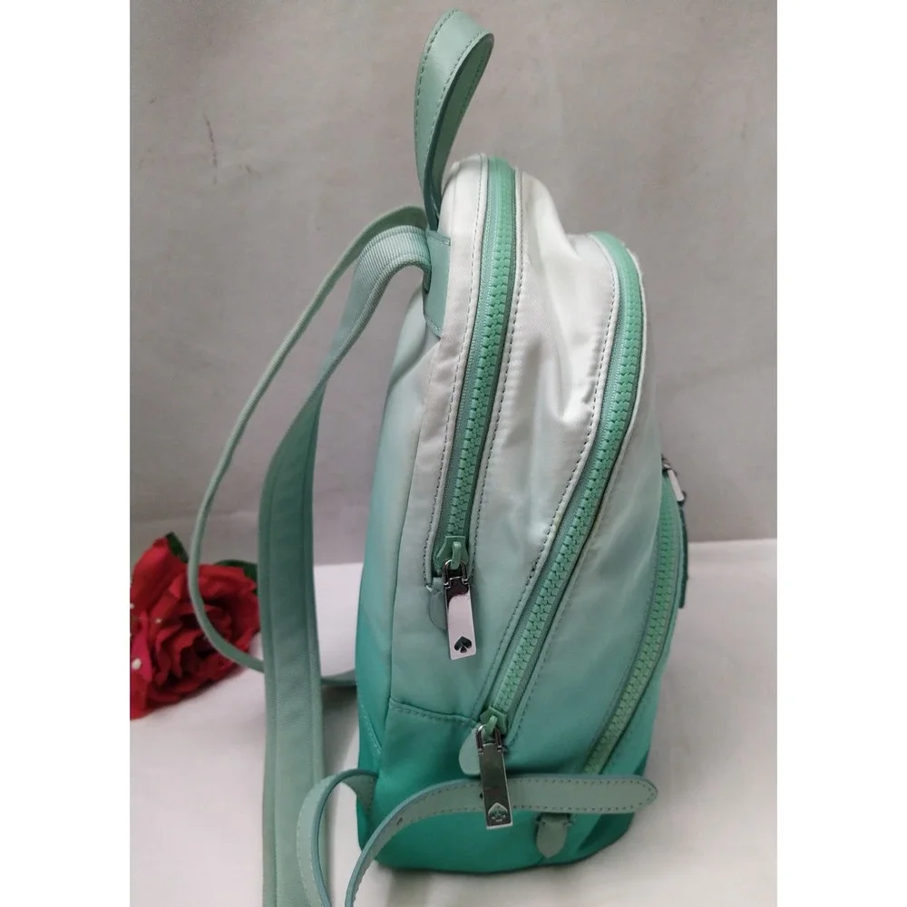 Kate Spade New York Blue White Nylon Zippers Top Handle Backpack